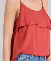Regata-Feminina-Texturizada-com-Babado-de-Alca-Fina-Laranja-Escuro-8939146-Laranja_Escuro_4