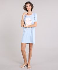 Camisola-Feminina-Estampada-Poas-e-Ursinho-Manga-Curta-Decote-Redondo-Azul-Claro-9120635-Azul_Claro_1