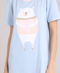 Camisola-Feminina-Estampada-Poas-e-Ursinho-Manga-Curta-Decote-Redondo-Azul-Claro-9120635-Azul_Claro_3
