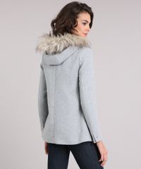 Casaco-Feminino-com-Pelo-Removivel-no-Capuz-e-Fivelas-Cinza-Claro-8864156-Cinza_Claro_2