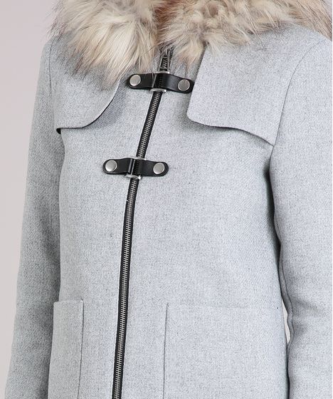 casaco feminino cinza com capuz