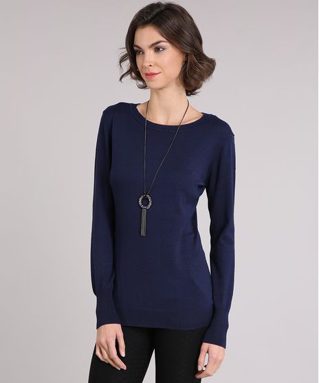 Sueter-Feminino-Basico-Manga-Longa-Decote-Redondo-Azul-Marinho-8836110-Azul_Marinho_1