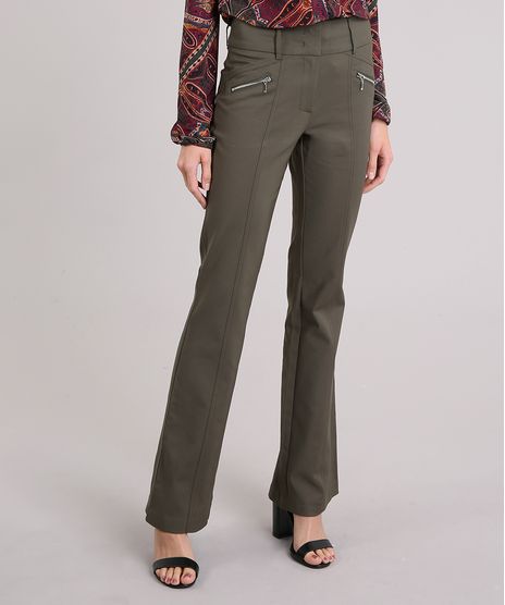 Calca-Feminina-Reta-com-Ziper-Verde-Militar-8968143-Verde_Militar_1