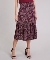 Saia-Feminina-Mini-Estampada-Floral-Vinho-8893659-Vinho_1