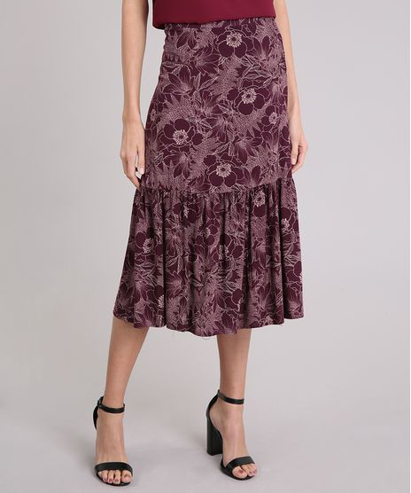 Saia-Feminina-Mini-Estampada-Floral-Vinho-8893659-Vinho_1