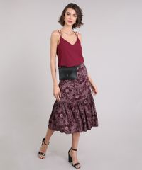 Saia-Feminina-Mini-Estampada-Floral-Vinho-8893659-Vinho_3