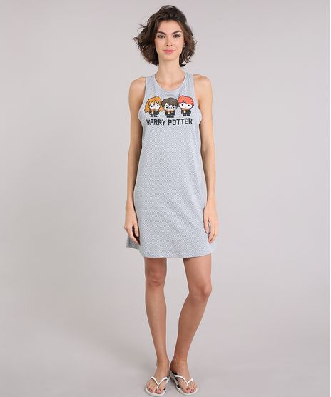 Camisola-Feminina-Harry-Potter-com-Poas-Regata-Decote-Redondo-Cinza-Mescla-9130499-Cinza_Mescla_1
