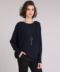 Sueter-Feminino-Amplo-Canelado-Manga-Morcego-Longa-Decote-Redondo-Azul-Marinho-8926696-Azul_Marinho_1