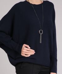 Sueter-Feminino-Amplo-Canelado-Manga-Morcego-Longa-Decote-Redondo-Azul-Marinho-8926696-Azul_Marinho_4