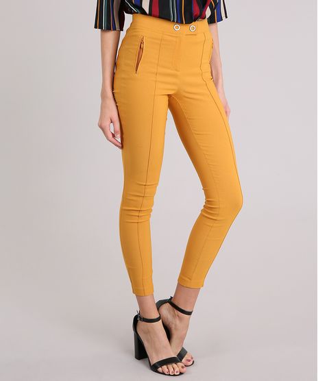 Calca-Feminina-Slim-com-Recortes-Amarelo-Escuro-9034268-Amarelo_Escuro_1