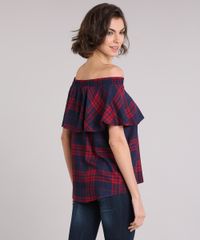 Blusa-Feminina-Ciganinha-Xadrez-com-Babado-Manga-Curta-Azul-Marinho-9030750-Azul_Marinho_2