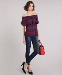 Blusa-Feminina-Ciganinha-Xadrez-com-Babado-Manga-Curta-Azul-Marinho-9030750-Azul_Marinho_3