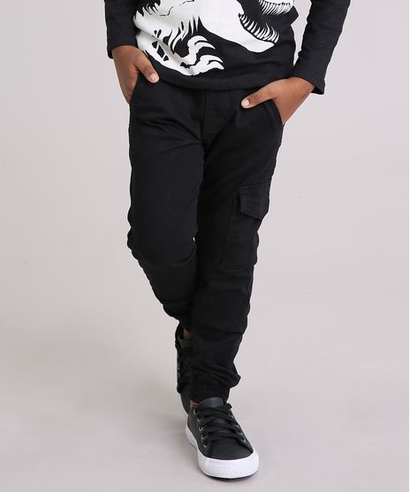 Calca-Infantil-em-Sarja-com-Bolso-e-Elastico-na-Barra-Preta-9150167-Preto_1