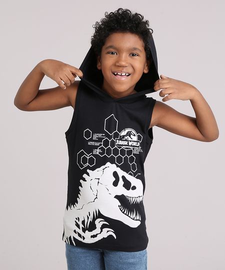 Regata-Infantil-Jurassic-Park-com-Capuz--Preta-9142114-Preto_1