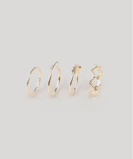 Kit-de-4-Aneis-Femininos--Love--Dourado-9160675-Dourado_1