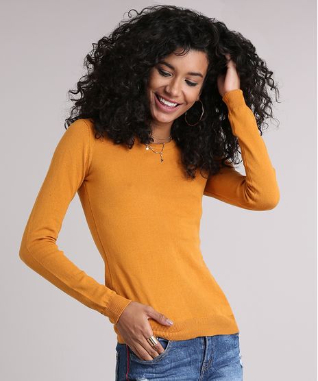 Sueter-Feminino-Basico-Manga-Longa-Decote-Redondo-Amarelo-8840374-Amarelo_1
