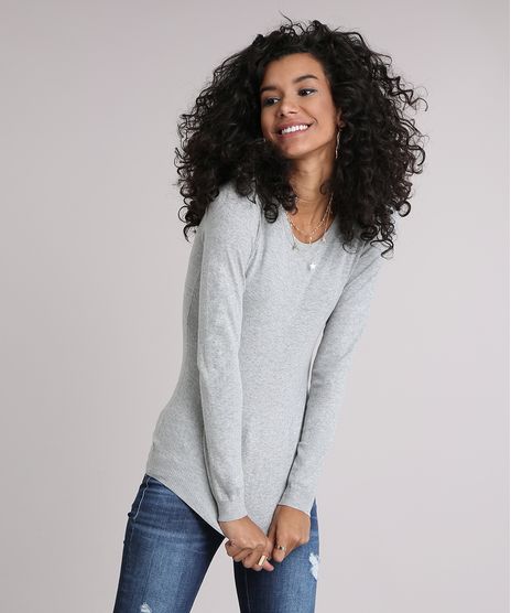 Sueter-Feminino-Basico-Manga-Longa-Decote-Redondo-Cinza-Mescla-Claro-8840374-Cinza_Mescla_Claro_1