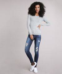 Sueter-Feminino-Basico-Manga-Longa-Decote-Redondo-Cinza-Mescla-Claro-8840374-Cinza_Mescla_Claro_3