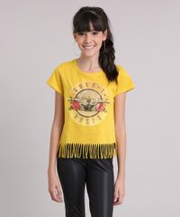 Blusa-Infantil--Guns-n-Roses--Manga-Curta-Decote-Redondo-com-Franjas-Amarelo-Escuro-9148867-Amarelo_Escuro_1