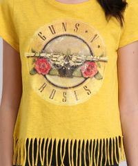 Blusa-Infantil--Guns-n-Roses--Manga-Curta-Decote-Redondo-com-Franjas-Amarelo-Escuro-9148867-Amarelo_Escuro_4