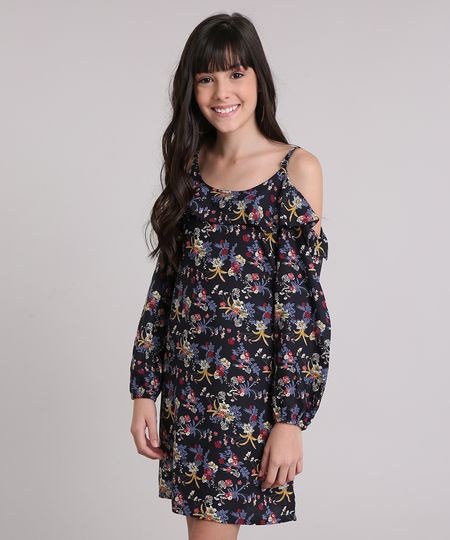 Vestido-Infantil-Open-Shoulder-Estampado-Floral-Curto-Preto-8846640-Preto_1 Vestido-Infantil-Open-Shoulder-Estampado-Floral-Curto-Preto-8846640-Preto_1