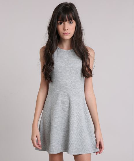 Vestido-Infantil-Canelado-Sem-Manga-com-Abertura-Cinza-Mescla-9140694-Cinza_Mescla_1