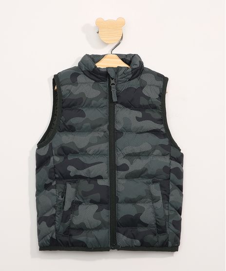 Colete-Puffer-de-Nylon-Infantil-Basico-Camuflado-Gola-Alta-Verde-Militar-9344028-Verde_Militar_1