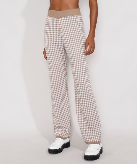 Calca-de-Trico-Feminina-Mindset-Reta-Cintura-Alta-Estampada-Xadrez-Vichy-Off-White-9982702-Off_White_1