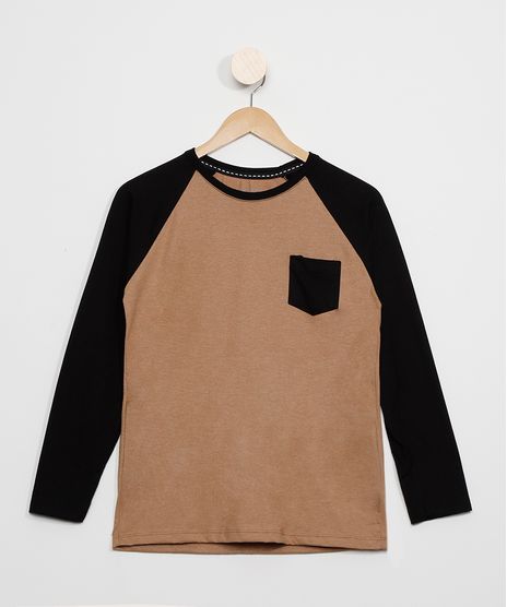 Camiseta-Juvenil-Manga-Longa-Raglan-com-Bolso-Bege-9980358-Bege_1