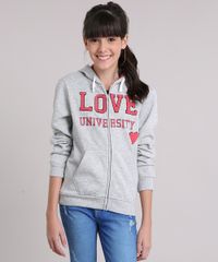 Blusao-Infantil-em-Moletom--Love--com-Capuz--Cinza-Mescla-8830889-Cinza_Mescla_1