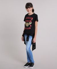 Blusa-Infantil-Mulher-Maravilha-Manga-Curta-Decote-Redondo-em-Algodao---Sustentavel-Preta-9141781-Preto_3