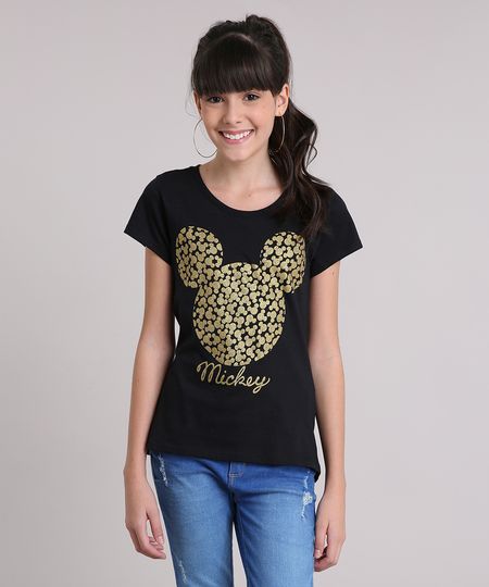 Blusa-Infantil-Mickey-Mouse-Manga-Curta-Decote-Redondo-em-Algodao---Sustentavel-Preta-9196596-Preto_1
