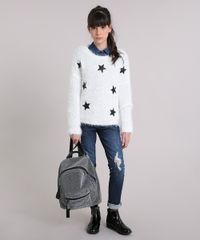Sueter-Infantil-em-Trico-Felpudo-com-Estrela-Bordada-Decote-Redondo-Manga-Longa-Off-White-8862390-Off_White_3