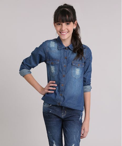 Camisa-Jeans-Infantil-com-Bolsos-Manga-Longa-Azul-Escuro-9068668-Azul_Escuro_1