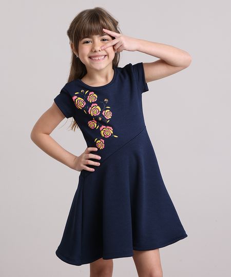 Vestido-Infantil-Flores-Manga-Curta-Decote-Redondo-Azul-Marinho-9195752-Azul_Marinho_1 Vestido-Infantil-Flores-Manga-Curta-Decote-Redondo-Azul-Marinho-9195752-Azul_Marinho_1