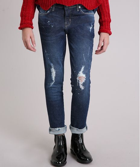 Calca-Jeans-Infantil-Destroyed-com-Respingos-Azul-Escuro-9158764-Azul_Escuro_1