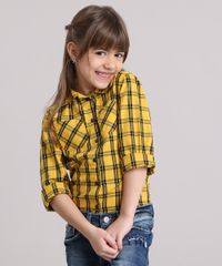 Camisa-Infantil-Xadrez-com-Bolsos-Manga-Longa-Amarela-9016192-Amarelo_1