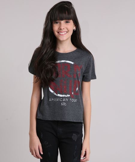 Blusa-Infantil--Born-Wild--Manga-Curta-Decote-Redondo-Cinza-Mescla-Escuro-9132414-Cinza_Mescla_Escuro_1