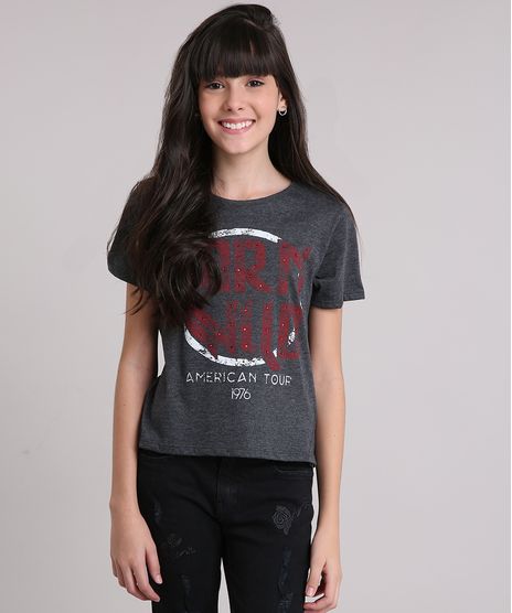 Blusa-Infantil--Born-Wild--Manga-Curta-Decote-Redondo-Cinza-Mescla-Escuro-9132414-Cinza_Mescla_Escuro_1