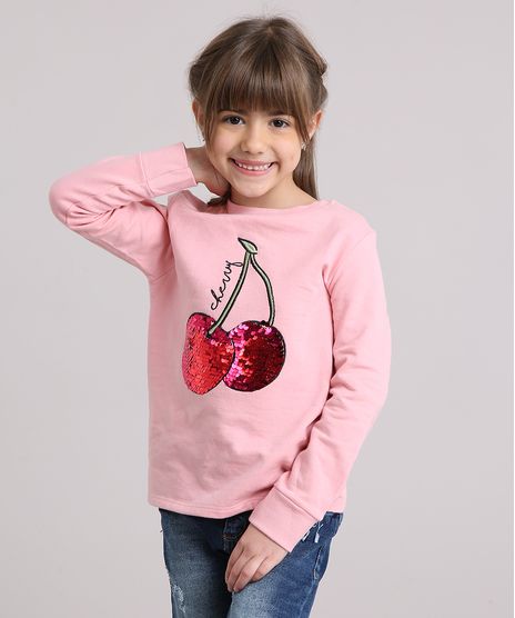 Blusao-Infantil-em-Moletom-Cereja-com-Paetes-Decote-Redondo-Manga-Longa-em-Algodao---Sustentavel-Rosa-9180364-Rosa_1