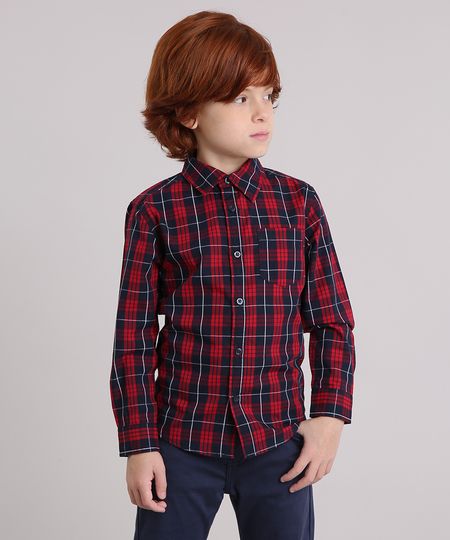 Camisa-Infantil-Xadrez-com-Bolso-Manga-Longa-Vermelha-8439899-Vermelho_1