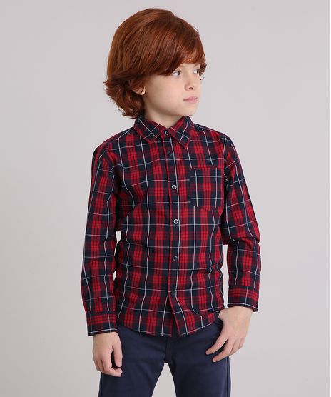 Camisa-Infantil-Xadrez-com-Bolso-Manga-Longa-Vermelha-8439899-Vermelho_1