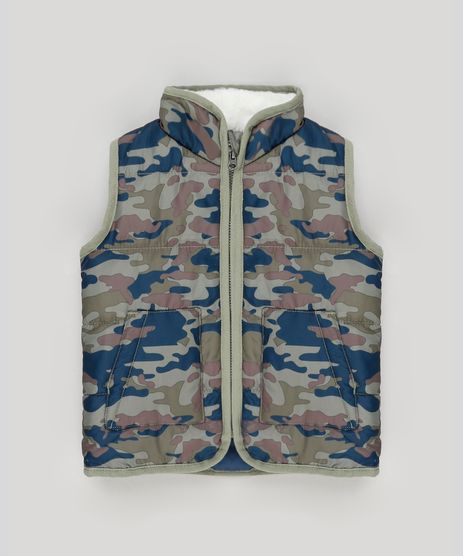 Colete-Infantil-Puffer-com-Pelo-na-Gola-Estampado-Camuflado-Verde-Militar-8890101-Verde_Militar_1