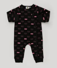 Macacao-Infantil-Batgirl-em-Moletom-Manga-Longa-em-Algodao---Sustentavel-Preto-8908894-Preto_1