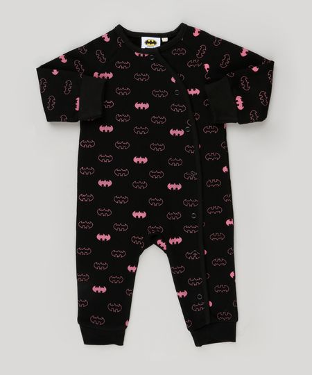 Macacao-Infantil-Batgirl-em-Moletom-Manga-Longa-em-Algodao---Sustentavel-Preto-8908894-Preto_1