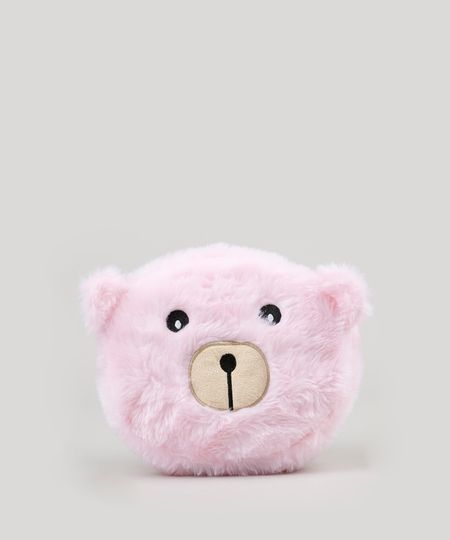 Necessaire-Feminina-Urso-com-Orelhinhas-em-Pelucia-Rosa-Claro-9117730-Rosa_Claro_1