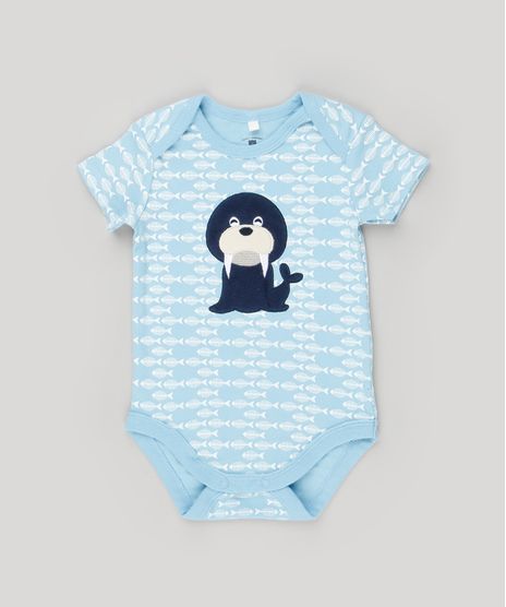 Body-Infantil-Estampado-Leao-Marinho-Manga-Curta-Gola-Redonda-em-Algodao---Sustentavel-Azul-Claro-8934380-Azul_Claro_1