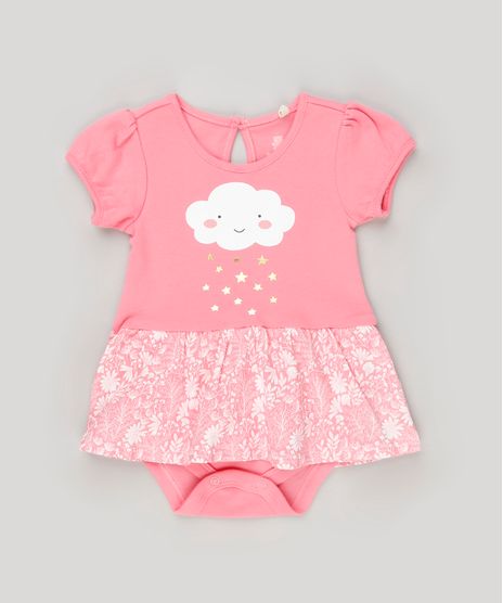 Body-Saia-Infantil-Nuvem-com-Floral-Manga-Curta-Decote-Redondo-em-Algodao---Sustentavel-Rosa-8935392-Rosa_1