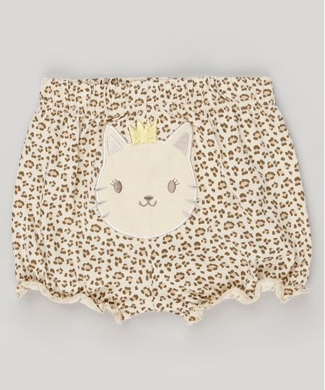 Short-Infantil-Estampado-Animal-Print-em-Algodao---Sustentavel-Bege-8934324-Bege_1