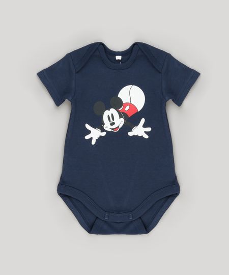 Body-Infantil-Mickey-Mouse-Manga-Curta-Decote-Redondo-em-Algodao---Sustentavel-Azul-Marinho-8921687-Azul_Marinho_1